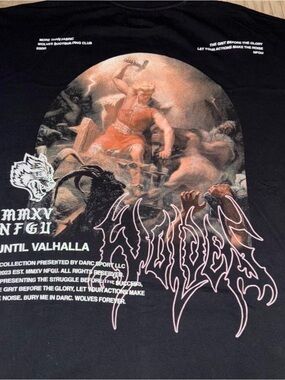 Darc Sport Black Short Sleeve 'Until Valhalla' Graphic Tee with Pink Accents